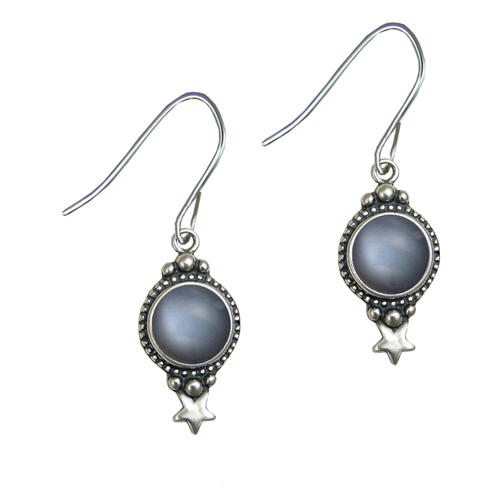 Sterling Silver Drop Dangle Earrings With Grey Moonstone